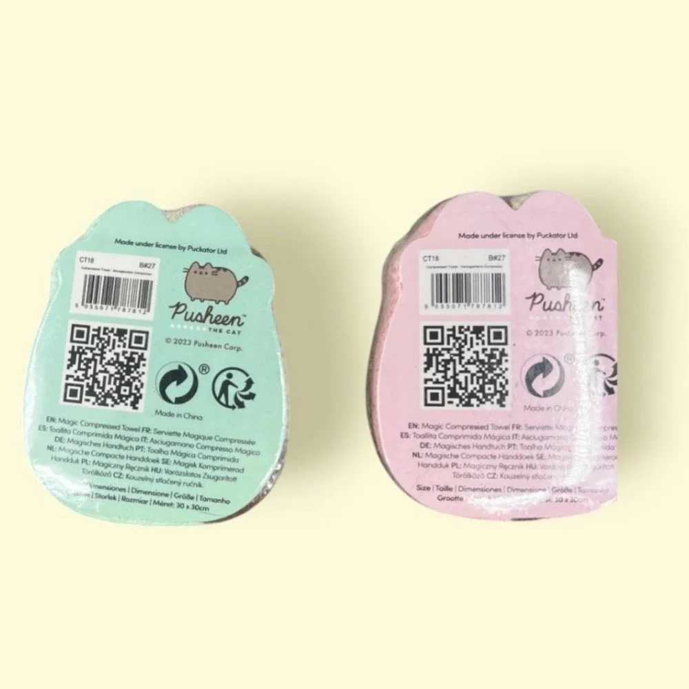 Pusheen the Cat Compressed Towels 2 Pk Kawaii Travel Towels Expandable Cute Gift